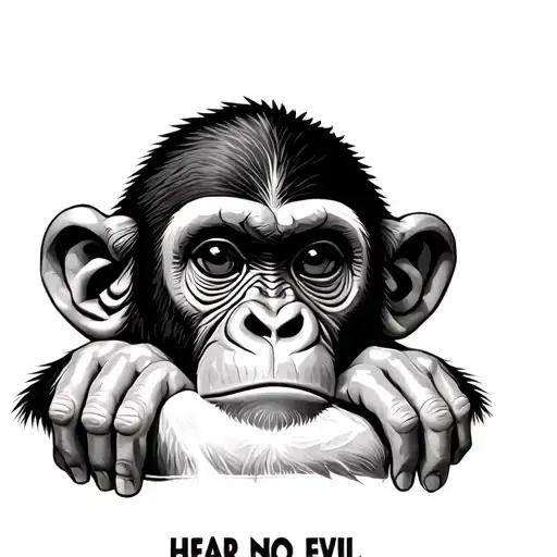 Hear No Evil See No Evil Speak No Evil With Monkey
