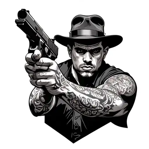 Gangster With Gun And Arm