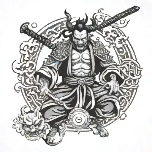 Oni Samurai With Yin And Yang