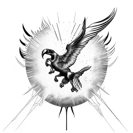 Icarus Falling From The Sun With His Wax Wings And Feathers Melting Around Him