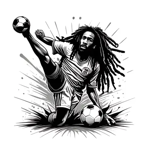 Bob Marley And Soccer Player Kicking