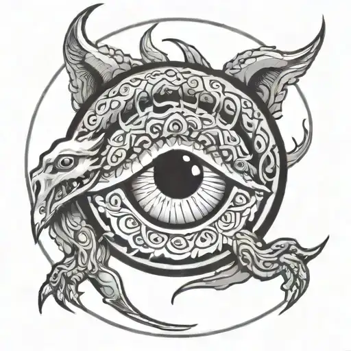 A Ouroboros With Eyes Of Middle Wrapped Around A Sun