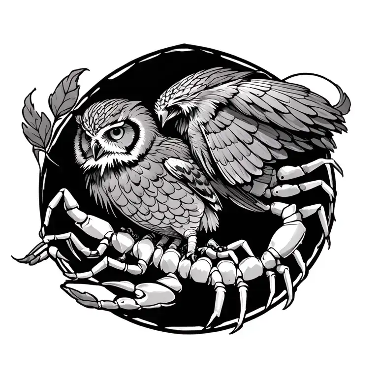 Owl Grabbing Scorpion With Its Legs