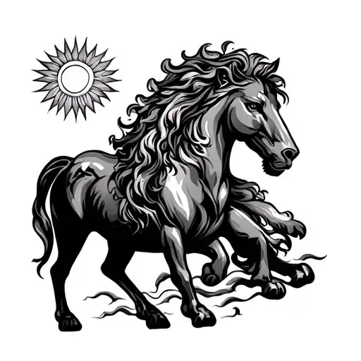 Horse And Lion And The Sun