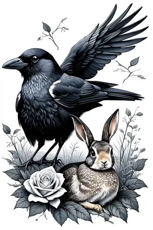 Crow And Rose And River And Hare Meadow