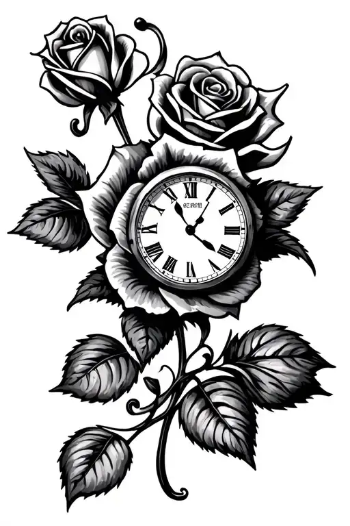 Money Rose With Clock And Gambling Themed