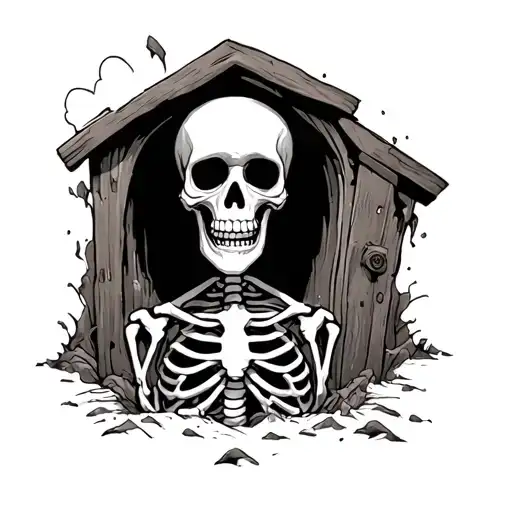 A Skeleton Coming Out Side Of The Holl