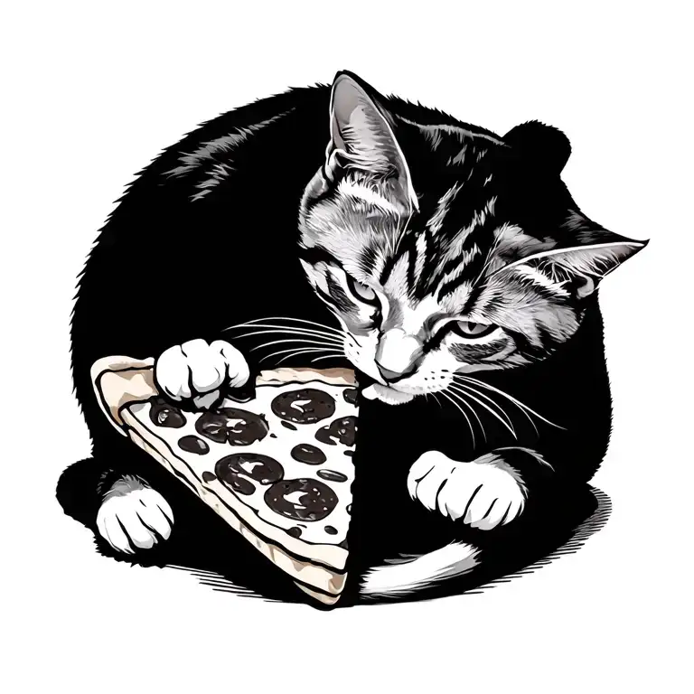 Cat Eating Pizza Slice