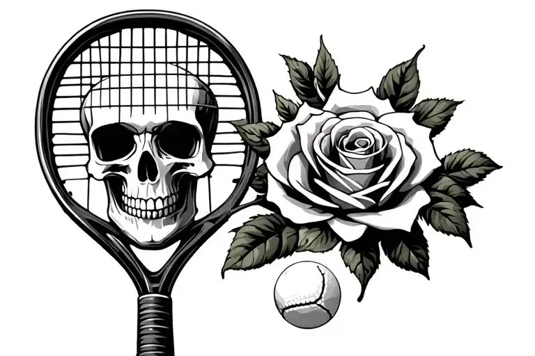 Skull Rose Tennis Racket And Ball