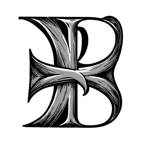 Fine Line Cross Going Into The Letter B