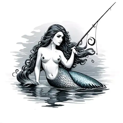 Mermaid With A Fishing Pole