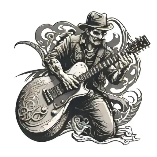 Create A Tattoo Featuring A Kozak Playing A Guitar In A Hard Rock Concert Setting