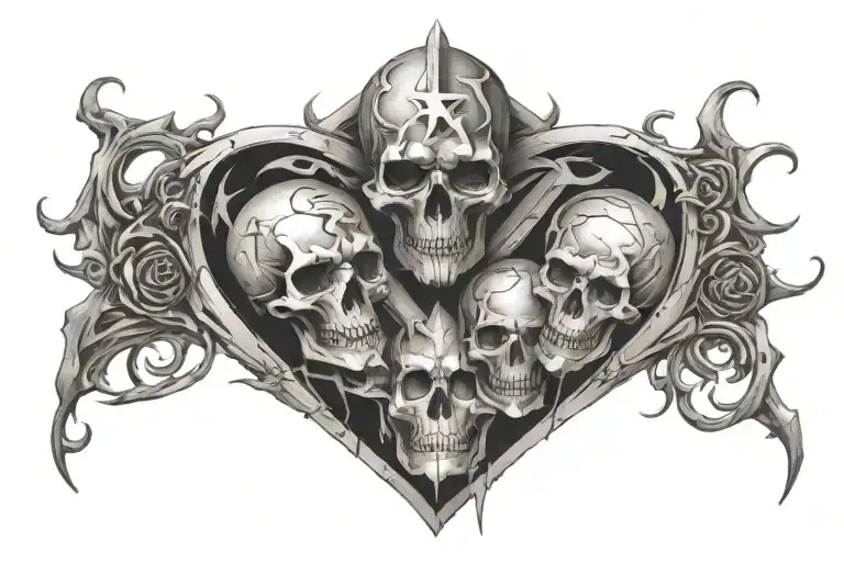 Anarchy And Skulls On The Chest On Both Sides Of The Guy