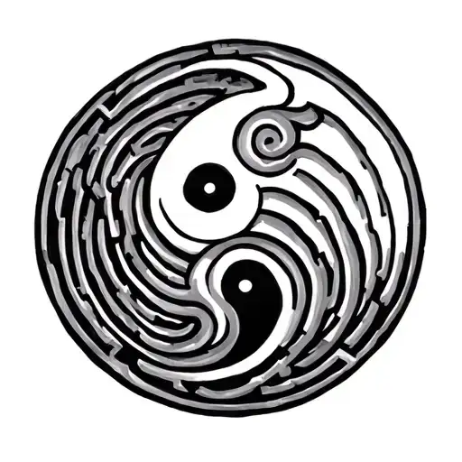 Labyrinth With Ying Yang Symbol