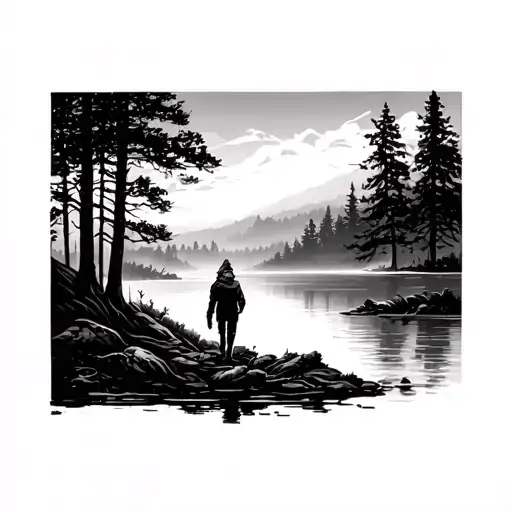 Walking Alone Nature Scene