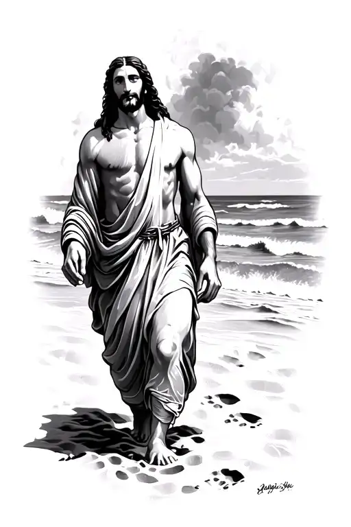 Footprints In The Sand Jesus Walking