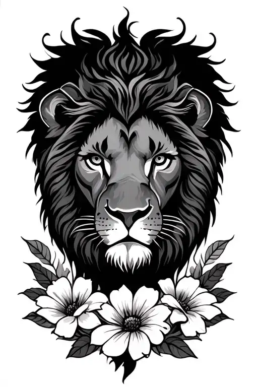 Anki Chandu Name Tattoo In Flowers Lion