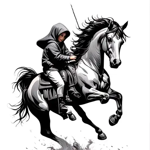 Horse With Child Riding Hood Is Falling