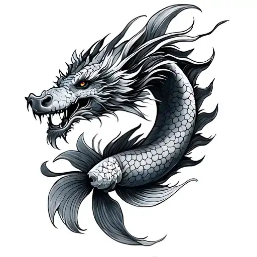 Japanese Temple Dragon Koi Fish