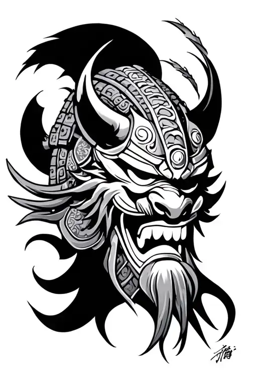 Samurai Culture And Oni Mask