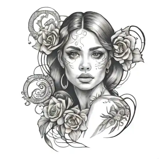 Combine A Black-grey Portrait Of Your Daughter With A Subtle Legal Motif For A Unique