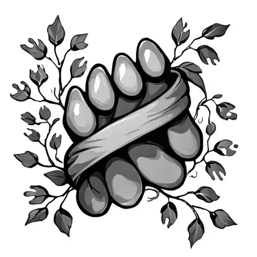 Vine Wrapping Around With Paw Prints Leading