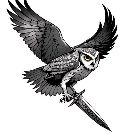 Owl Flying With A Dagger