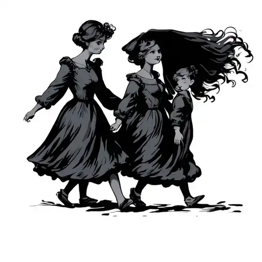 Bibas Mother And Her Two Children Walking