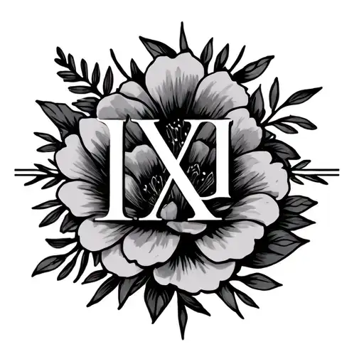 10 Year Wedding Anniversary Roman Numerals And Flowers