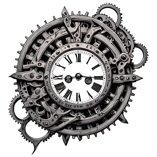 Rullette Wheel Surrounded Clock Mechanism Intertwined