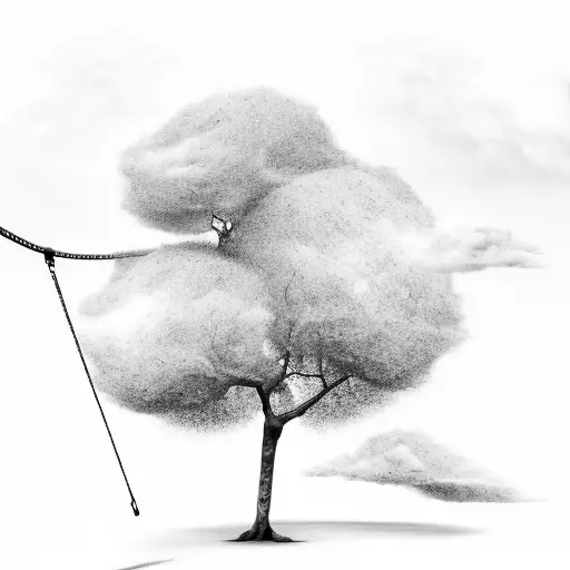 Tree With Swing And Clouds