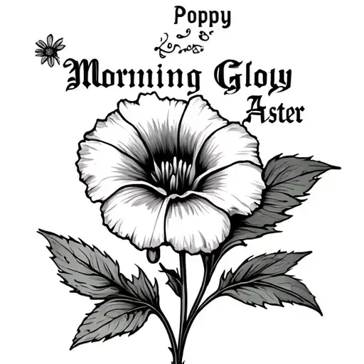 Morning Glory With Word Poppy Morning Glory And Aster