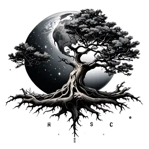 Atlas That Look Like A Tree Carrying The Wolrd With Evolution Theory With Outer Space Back Ground