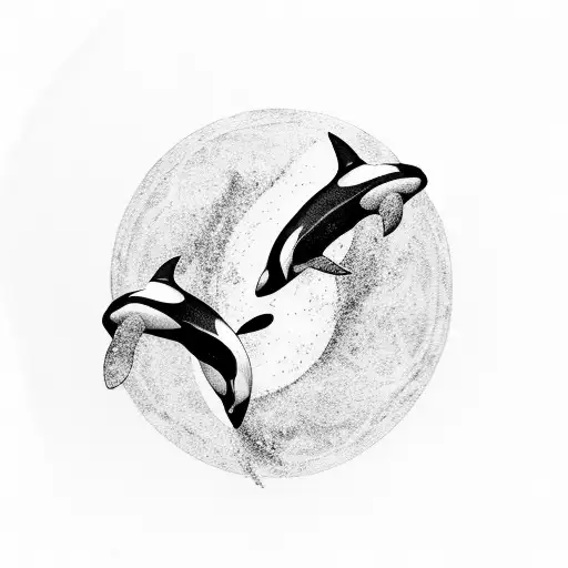 Two Orca Whales Making A Circle