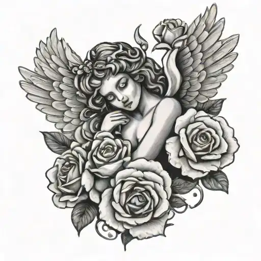 Angel Coming With Rose Made