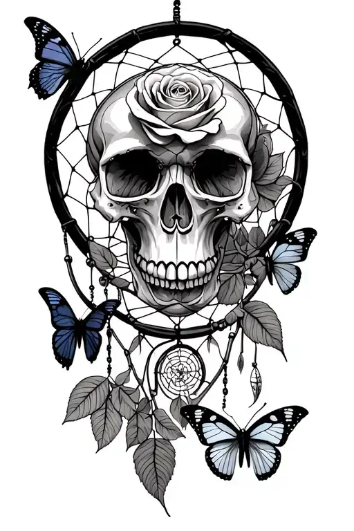 Dreamcatcher Skull Roses Butterfly