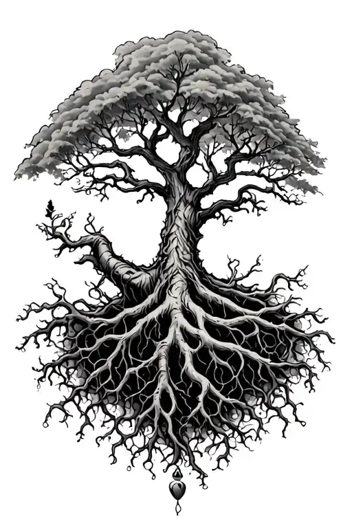 Poison Tree Arm Sleeve With Roots That Go Around The Finger