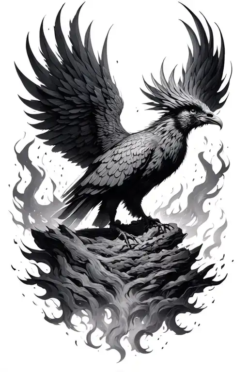Phoenix Rising From The Ashes And Also Add Menka In Morse Code