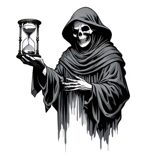 A Grim Reaper Holding An Hourglass