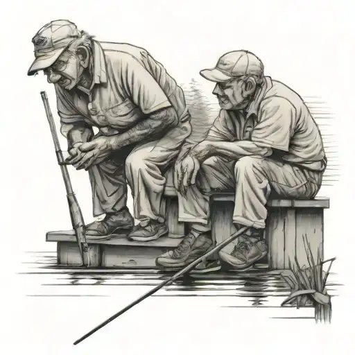 Me And Grandpa Fishing On A Dock Looking