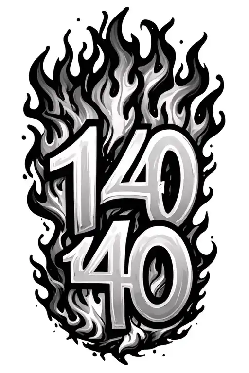 Number 140 With Fire Around It