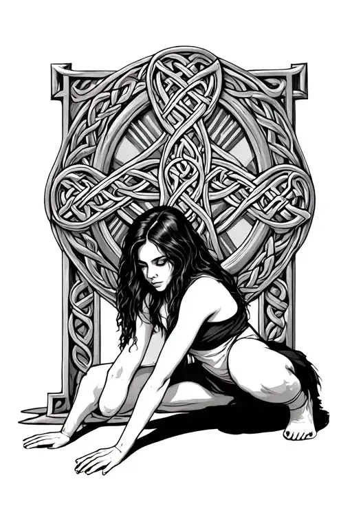 Samara Morgan Crawling In Front Of A Celtic Cross
