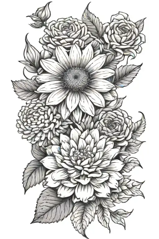 Rose Daisy And Chrysanthemum