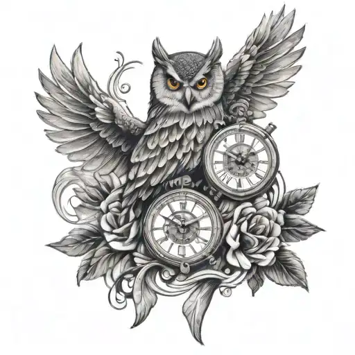Owl And Skull And Watch