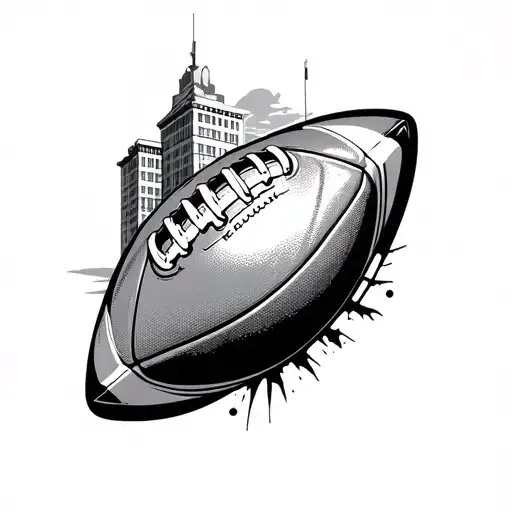 Football And Building View Though Camera Lens