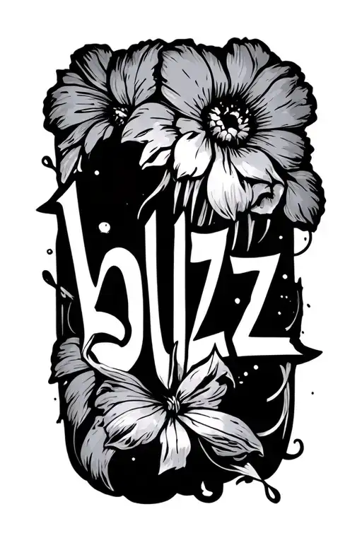 The Word 'Buzz' Written With Fine Line Artwork Around It