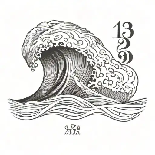 A Stylized Wave Design With The Numbers Of Laguna Beach Coordinates Hidden Within The Waves