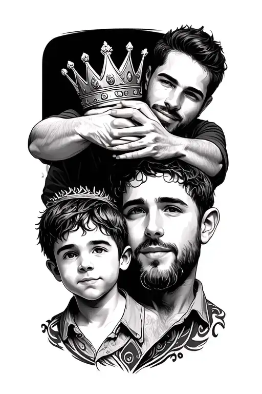 A Dad Putting A Crown On His Sons Head