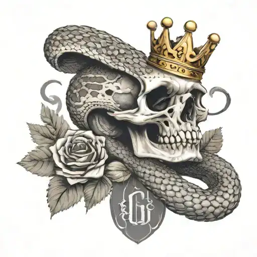 Rattlesnake Around A Skull With A G59 Logo And Crown On It