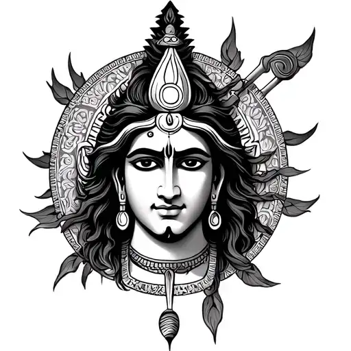 Make A Tattoo Design With Mixture Of Aquarius And Lord Siva Trishul
